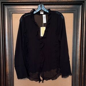 NWT Wilfred Intrigue Black Ruffled Blouse